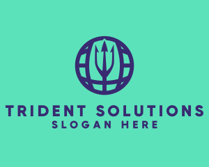 Trident Globe Business logo design