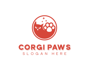 Pet Grooming Cat Paw logo design