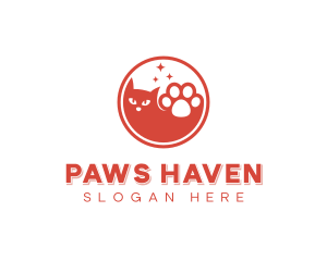 Pet Grooming Cat Paw logo design