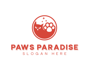 Pet Grooming Cat Paw logo design