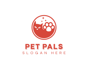 Pet Grooming Cat Paw logo design