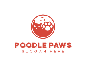 Pet Grooming Cat Paw logo design