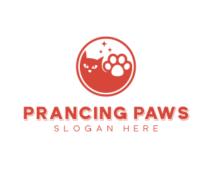 Pet Grooming Cat Paw logo design