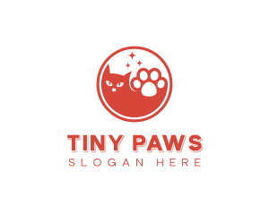 Pet Grooming Cat Paw logo design