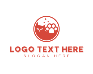 Veterinary - Pet Grooming Cat Paw logo design