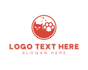 Kitten - Pet Grooming Cat Paw logo design