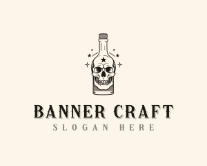 Skull Bottle Brewery logo design