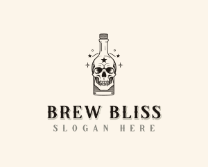 Skull Bottle Brewery logo design