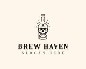 Skull Bottle Brewery logo design