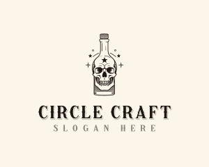 Skull Bottle Brewery logo design