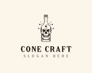 Skull Bottle Brewery logo design