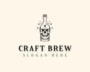 Skull Bottle Brewery logo design