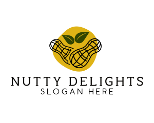 Nut - Round Peanut Leaf logo design