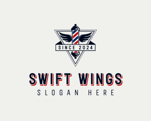 Winged Barbers Pole logo design