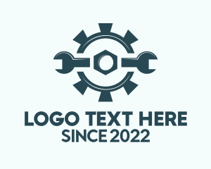 Elevator - Blue  Cog Wheel Wrench logo design