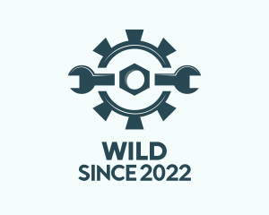 Plumber - Blue  Cog Wheel Wrench logo design