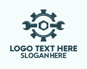 Blue  Cog Wheel Wrench  Logo