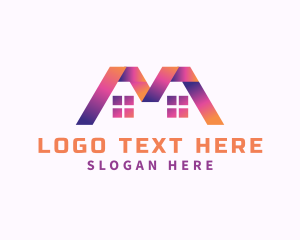 Loft - Roofing House Maintenance Letter M logo design