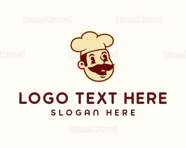 Retro Mustache Chef Logo