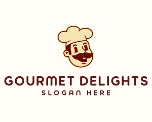 Retro Mustache Chef logo design