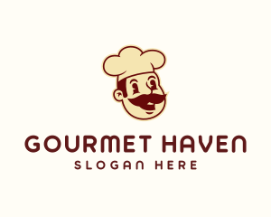 Retro Mustache Chef logo design