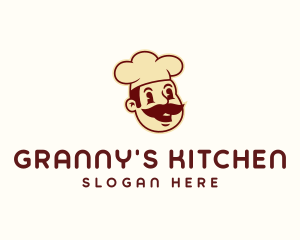 Retro Mustache Chef logo design