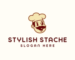 Retro Mustache Chef logo design