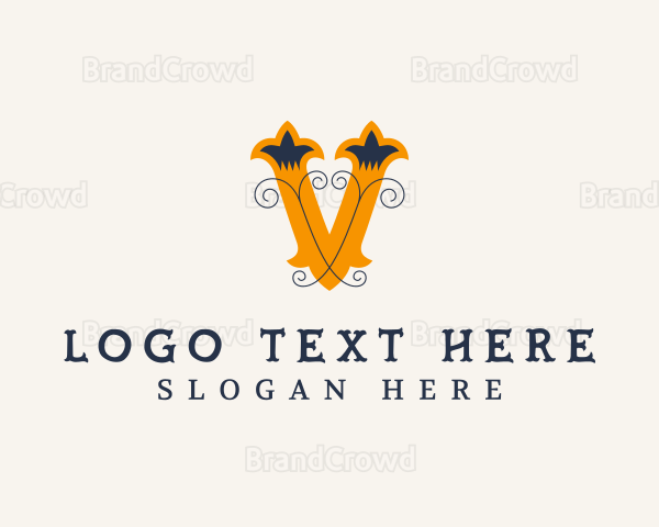 Antique Interior Design Decor Letter V Logo