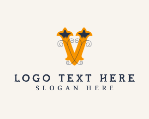Interior Designer - Antique Interior Design Decor Letter V logo design