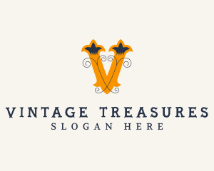 Antique Interior Design Decor Letter V logo design