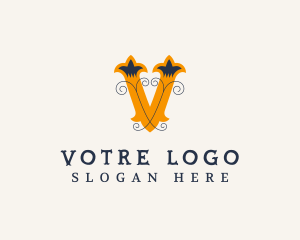 Antique Interior Design Decor Letter V logo design