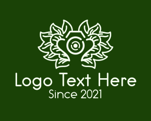 Travel Vlogger - Camera Lens Leaves logo design