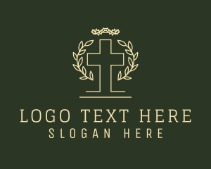 Christianity - Wreath Cross Thorns logo design