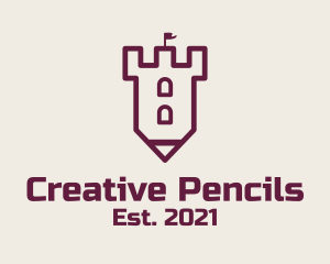 Purple Pencil Castle Historian logo design