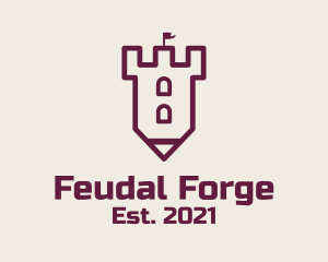 Feudal - Purple Pencil Castle Historian logo design