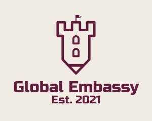 Embassy - Purple Pencil Castle Historian logo design