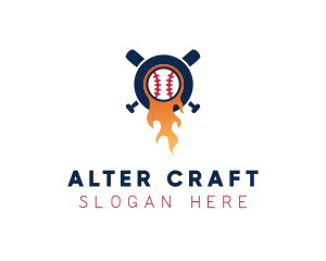 Baseball Sport Flame  logo design