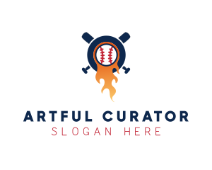 Baseball Sport Flame  logo design