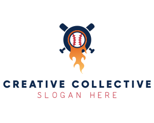 Baseball Sport Flame  logo design