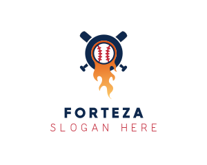 Baseball Sport Flame  logo design