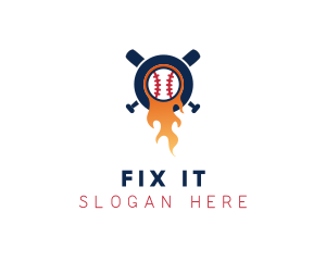 Baseball Sport Flame  logo design