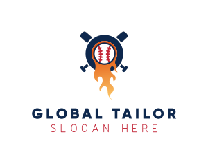 Baseball Sport Flame  logo design