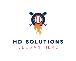 Baseball Sport Flame  logo design