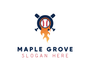 Baseball Sport Flame  logo design