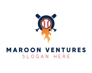 Baseball Sport Flame  logo design