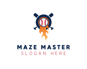 Baseball Sport Flame  logo design