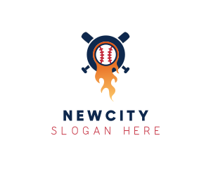 Baseball Sport Flame  logo design