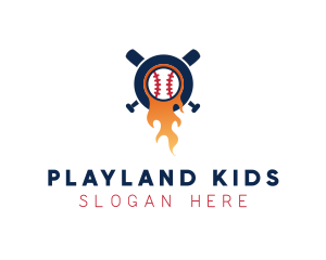 Baseball Sport Flame  logo design