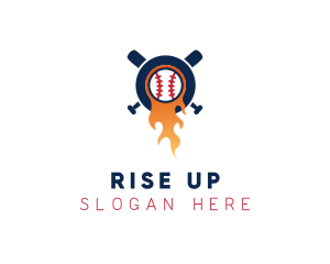 Baseball Sport Flame  logo design