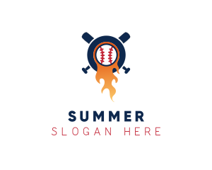 Baseball Sport Flame  logo design